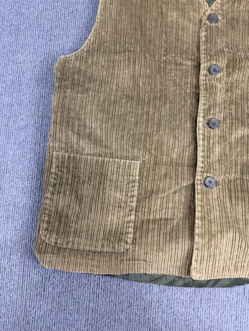 Jackie Vital Mens  Green Corduroy Button Front Vest Size L